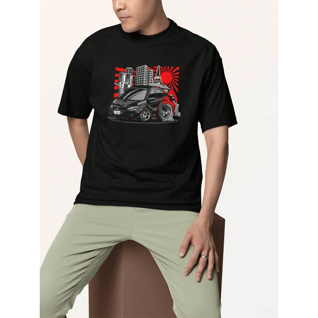 Camiseta Camisa Masculina Unissex  Streetwear Gola Redonda Estampa Grande - Estampa Automotiva Car Carro Civic W12