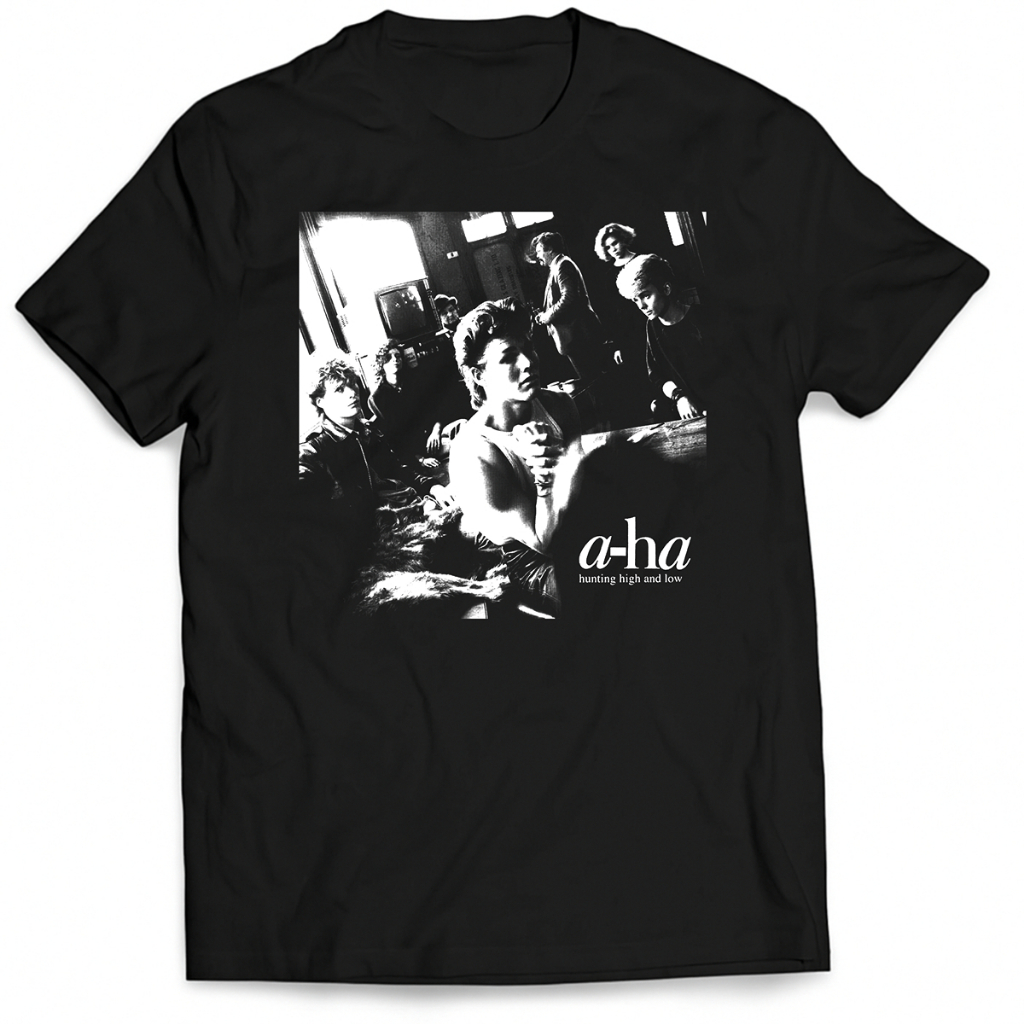 Camiseta A-ha Hunting High and Low Álbum 100% Algodão Unissex Estampa Preta e Branca