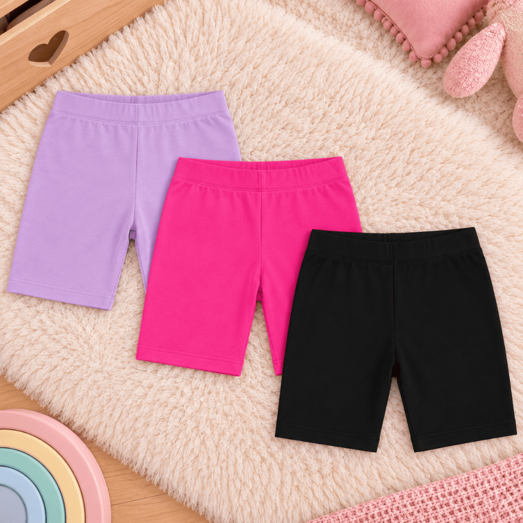 Kit 3 Shorts Infantil Cotton Menina 96% Algodão Tam 2 ao 12 Ciclista Esporte Sport Feminino Verão