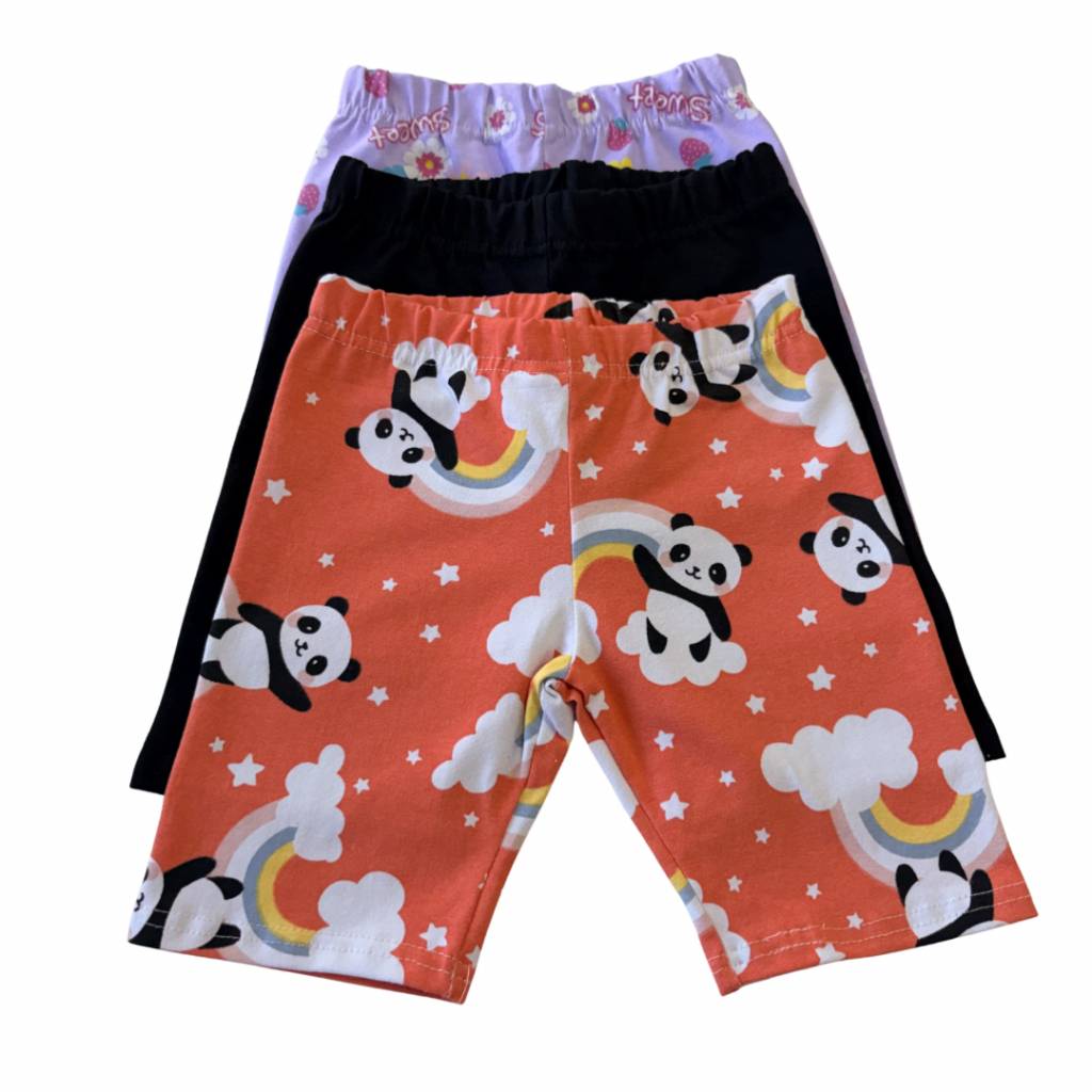Kit 3 Bermuda Infantil Ciclista Short Menina Estampado Estiloso Cotton