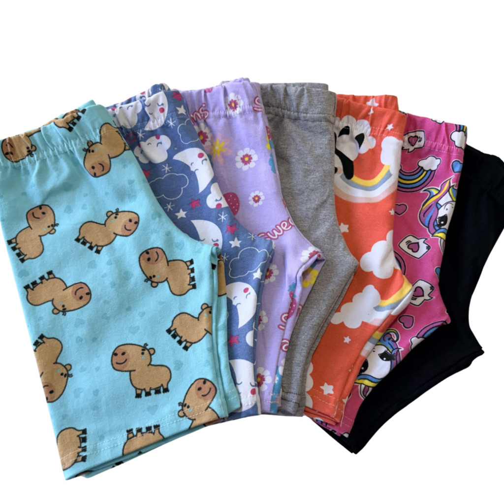 Kit 2 Short Bermuda Infantil Cotton Ciclista Menina Estampado Confortável