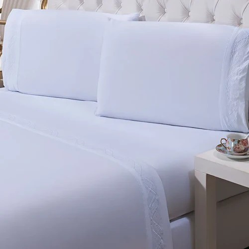 Jogo De Cama Niazitex Percal Soft 300 Basics Casal Branco 4 Peças