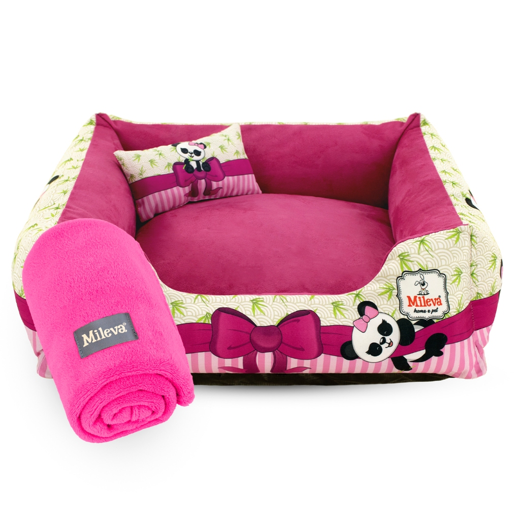 Cama cachorro Gato Pet com Manta Soft Premium 100% Fibra Siliconada com Zíper Lavável Kit Basic 1