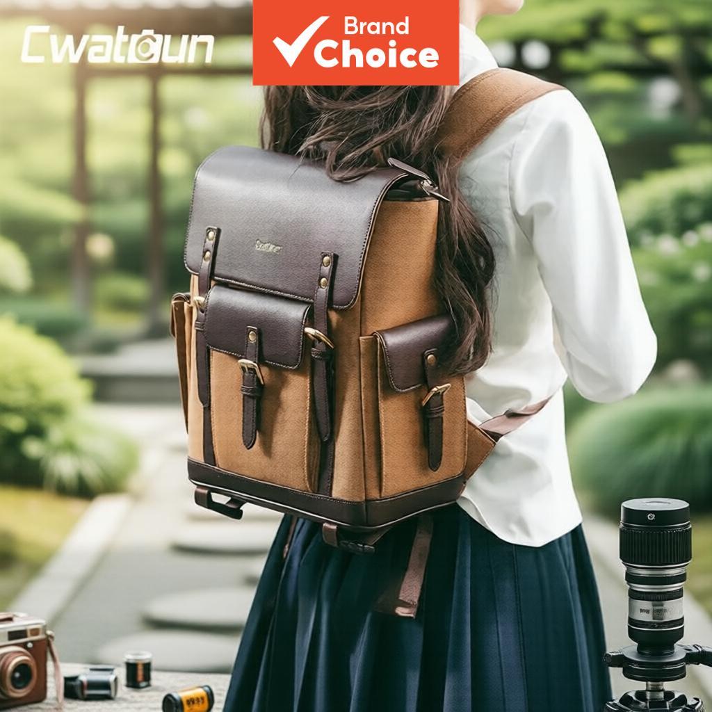Cwatcun DSLR SLR Mochilas Bolsa Para Câmera Com Compartimento De Manga LAPTOP De 13 Compartimentos E Suporte Tripé