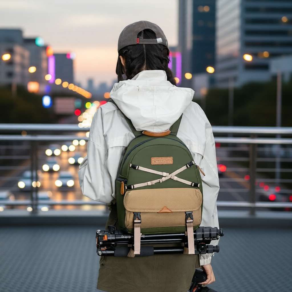 Mochila Para Câmera Cwatcun Mulheres DSLR/SLR/Bolsa Fotográfica Sem Espelho Com Suporte Tripé E Laptop