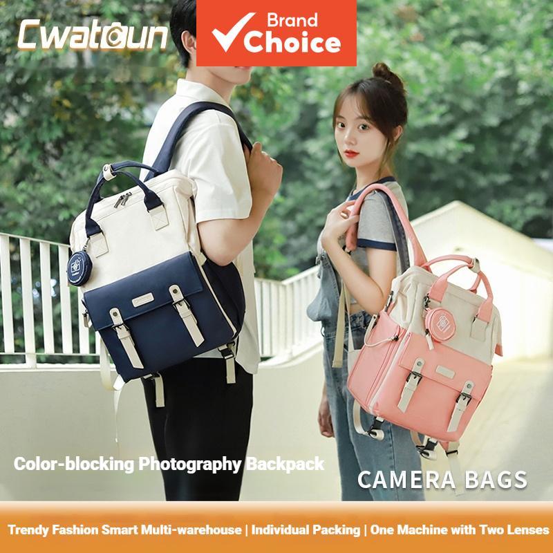 Mochila para Câmera Cwatcun para DSLR/SLR/Mirrorless, Bolsa Fotográfica à Prova d’Água com Suporte para Tripé e