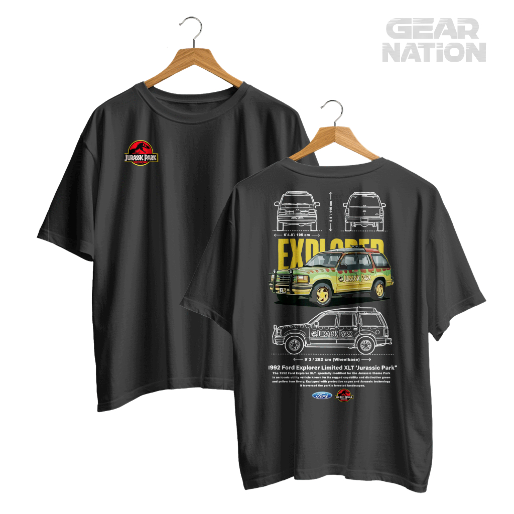 Camiseta Ford Explorer Jurassic Park 1992 Classic Racing 100% Algodão Premium Oversized