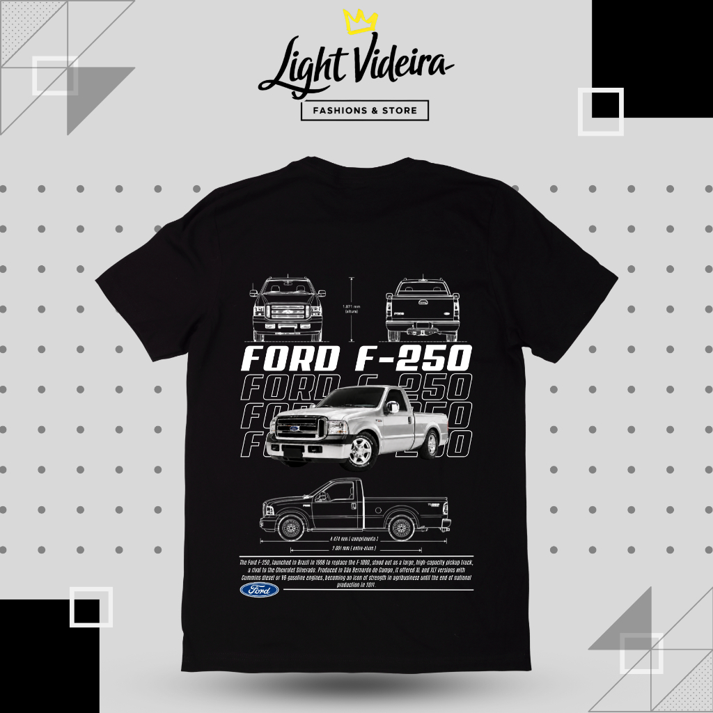 Camiseta Ford f-250, 100% Algodão Premium, Camisa de camionete, Unissex, Estampas de alta qualidade, blusa varias cores
