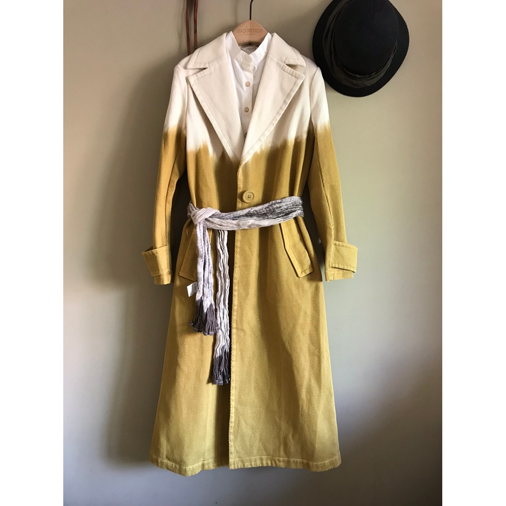 Example/Outer 100% algodão Material pendurado tingido gradiente cor longo blusão