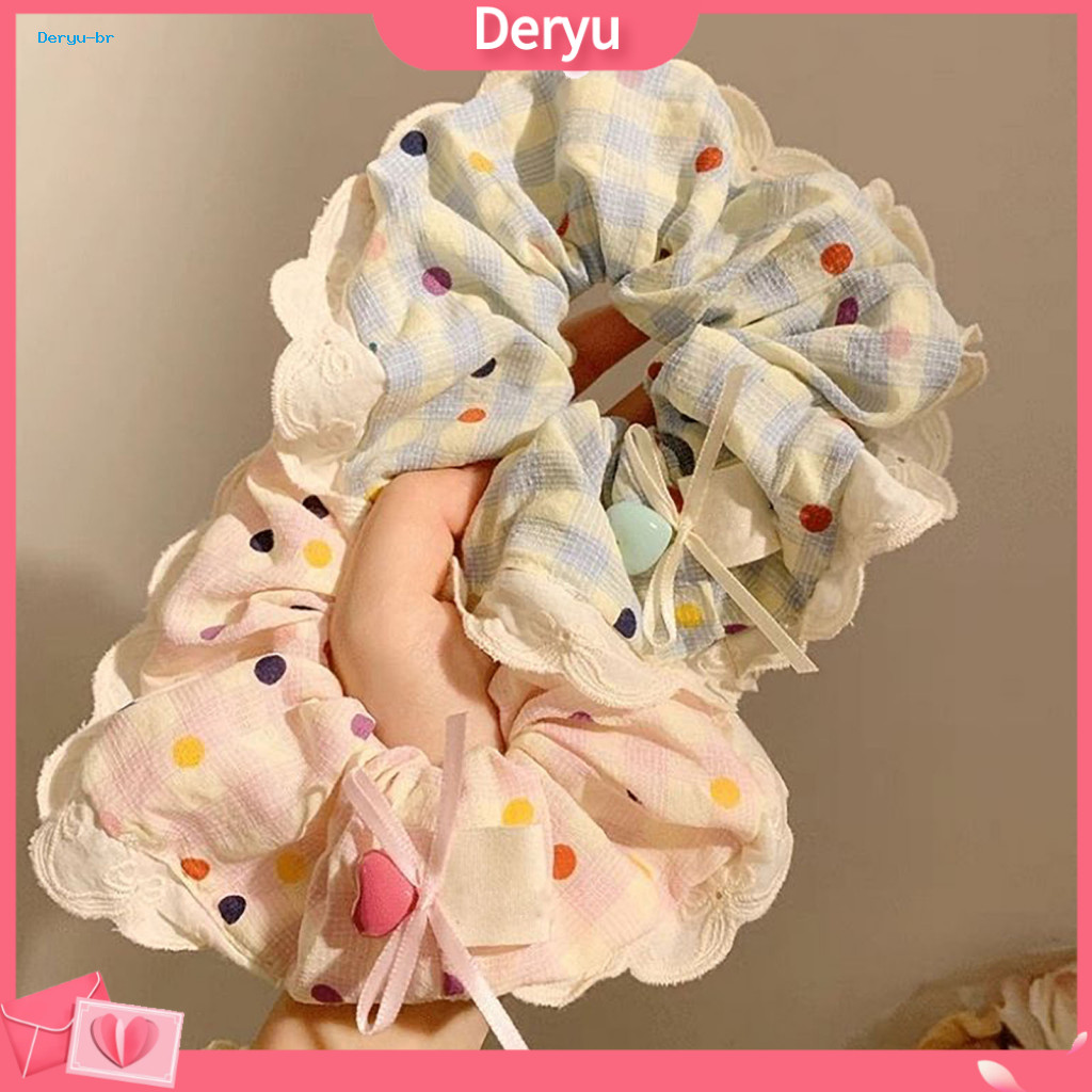 Heavy-duty Lace Hair Accessory Soft Tie 2pcs High Elasticity Plaid Ties with Edges – Strong Ponytail Holders for Buns