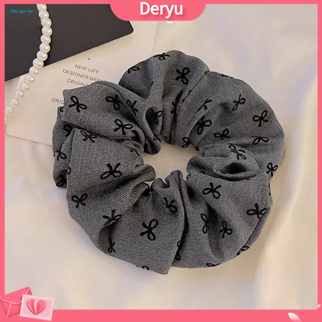 Elastic Hair Band 2pcs High Ties with Embroidered Bow Pattern – Strong Ponytail Holders for Buns Ponytails Durable Acc