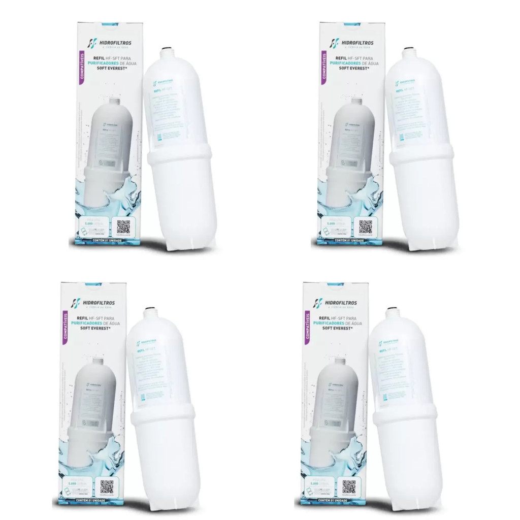 KIT 04 UN Refil HF-SFT Compativel purificadores Everest Soft