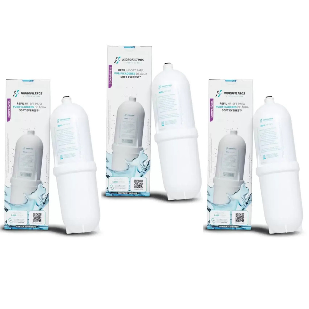 KIT 03 UN Refil HF-SFT Compativel purificadores Everest Soft