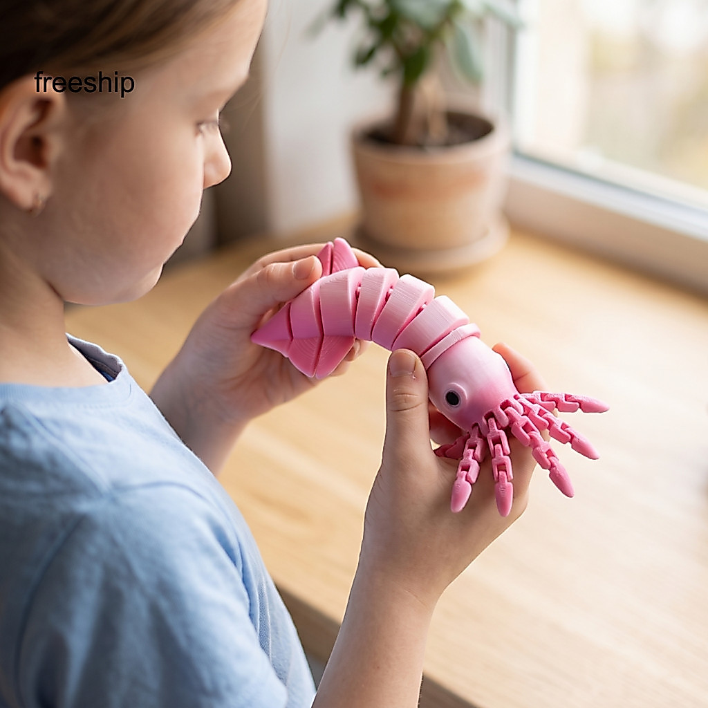 Squid Stress Relief Toys Flexible Toy 3d Printed Articulated with Movable Joints – Realistic Sea Fidget Desktop Decora