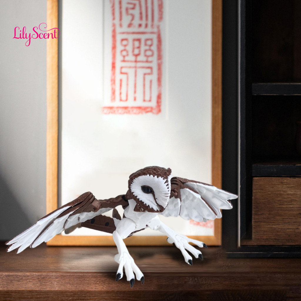 Articulated Owl Ornament Work Desk 3d Printed Poseable Barn Figurine – Desktop Toy with Flexible Wings Stress Relief G