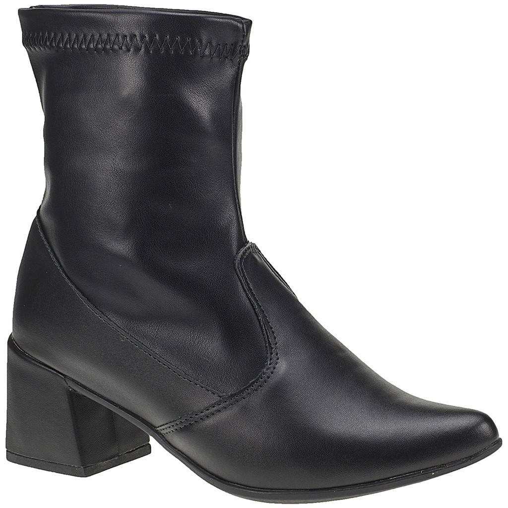 Bota Feminina Cano Curto com Stretch Salto Grosso e Bico Fino Moda Fashion 067