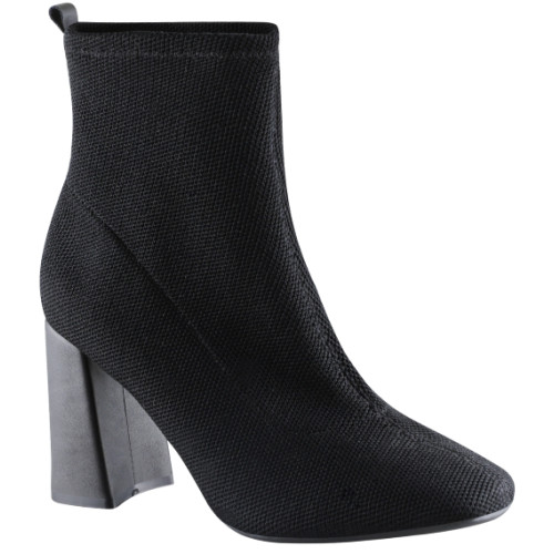 Bota Meia Feminina Preto Cano Baixo Stretch Salto Alto Grosso Via Uno