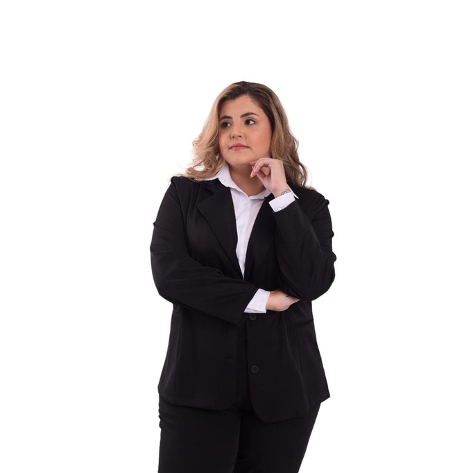 Conjunto Blazer e Calça Plus Size Terninho Liso com Elastano