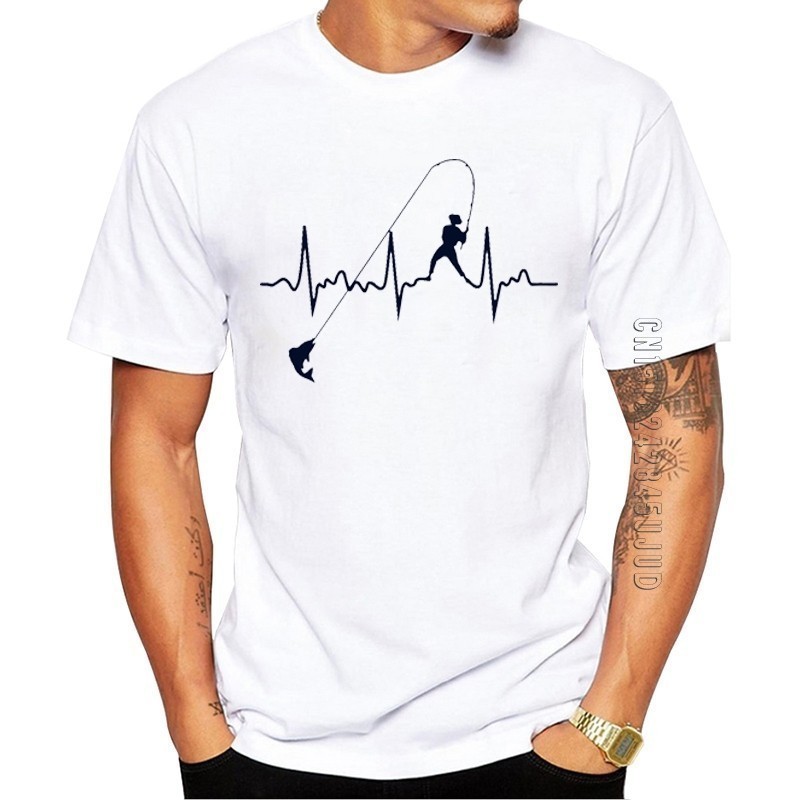 Camiseta Camisa T-shirt 30.1 Masculina Tamanho Grande Mais Novo Batimento Cardíaco De Pesca Soft Summer Basic Graphic Fu