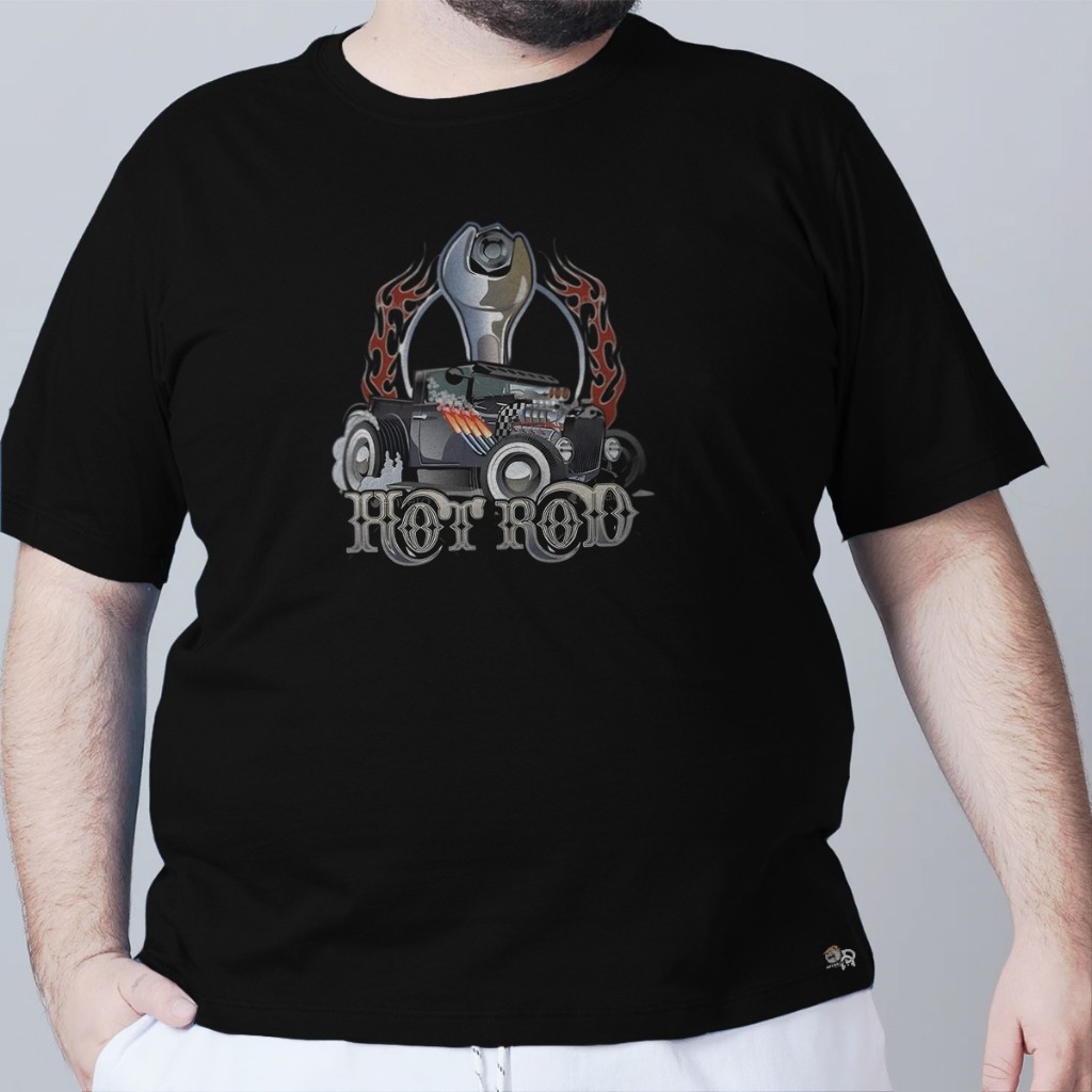 Camiseta Plus Size Masculina Estampada Hot Rod Car Camiseta Qualidade Premium Queima de Estoque! RB