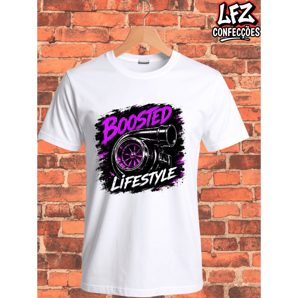 Camiseta Turbo Boosted Lifestyle Turbina Sped Carro Car Arrancada Camiseta Camisa Blusa Unissex 100% Algodão Plus Size