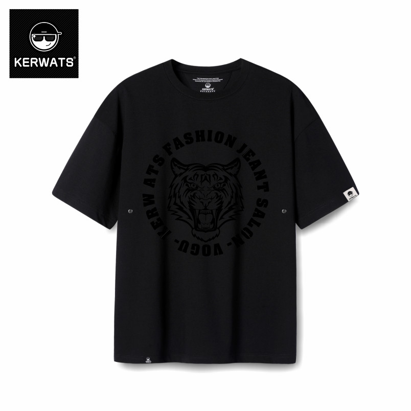 KERWATS Street Wear plus Size roupas masculinas mais gordura mais cara gordo cabeça de tigre camiseta de manga curta car