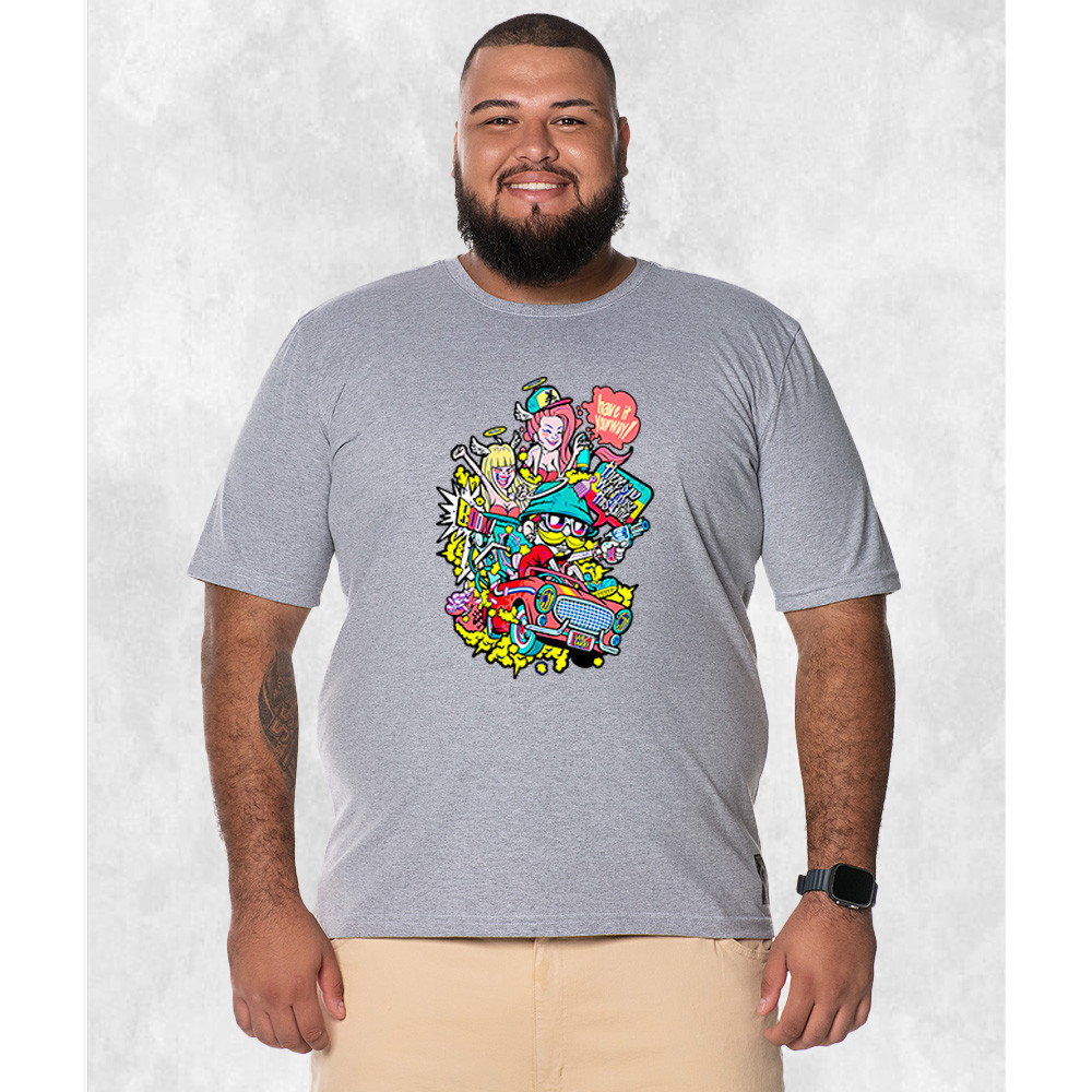 Camiseta Plus Size Estampada Premium Algodão Boom Car