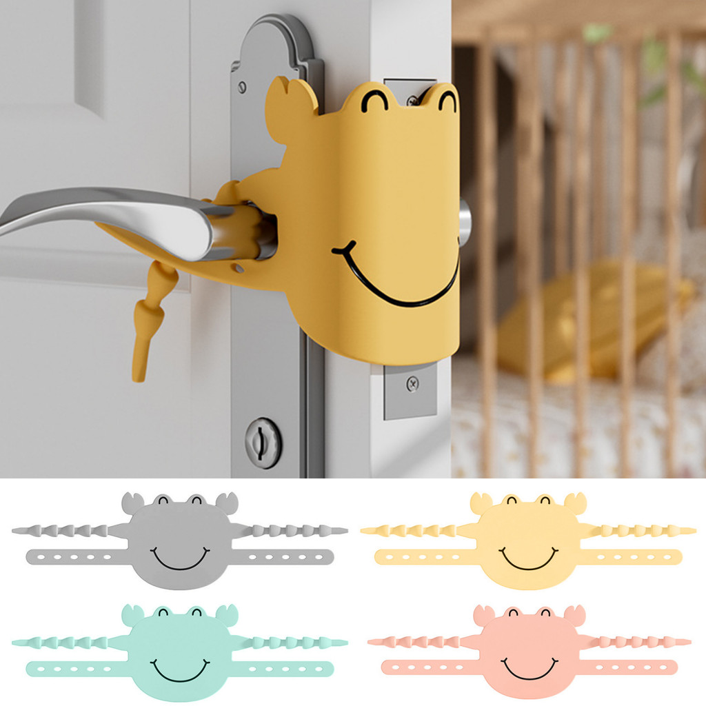 Soft Silicone Pad Door Latch Silencer 5-position Adjustable Lock Buffer Cover Cute Cartoon Crab Design Noise Reduction S