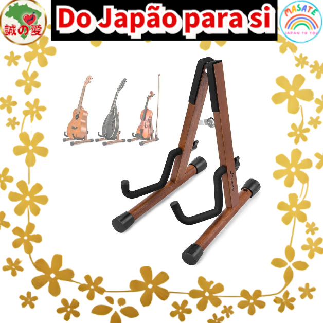 Donner Wooden Ukulele Stand, Foldable Portable Holder for Violin & Mandolin, Professional Musical Instrument Display Rac