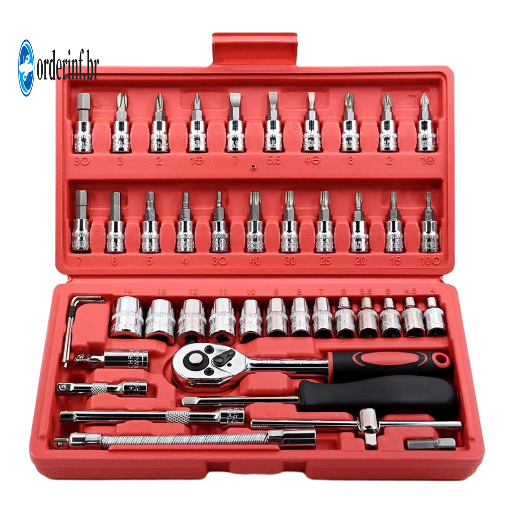 Tool Kit Professional Tools Socket Wrench Set Cr-v Steel Ratchet Hex Wrenches Multi-bit with Portable Case for Home Car