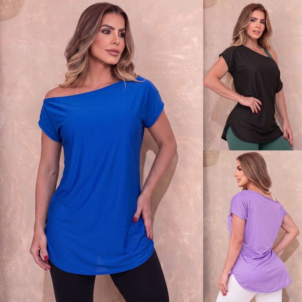Blusa para Academia Fit Feminina Dryfit Seca Rápido Confortável Urbano Casual Promoção Verão