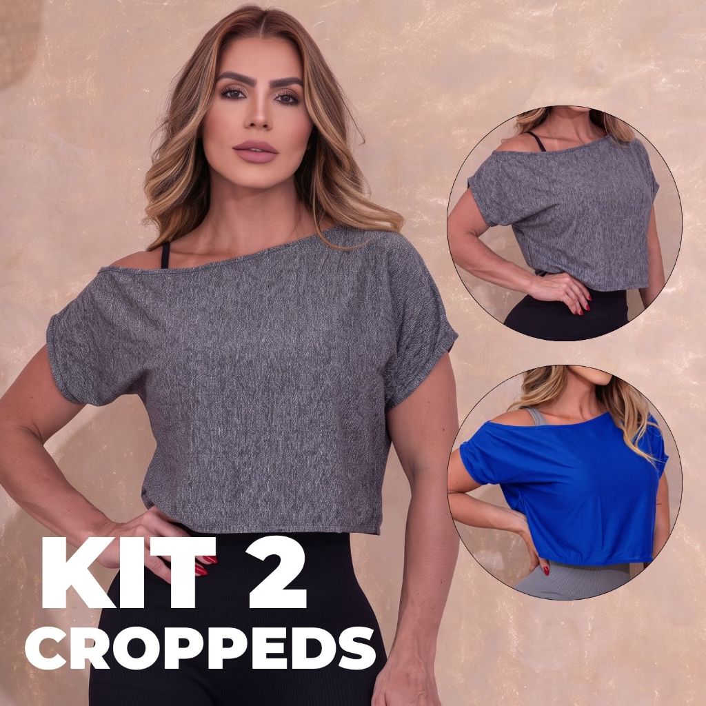 Kit 2 Cropped Dry Fit Seca Rápido Dias Quentes Conforto Bata Academia Casual Conforto Envio 24H