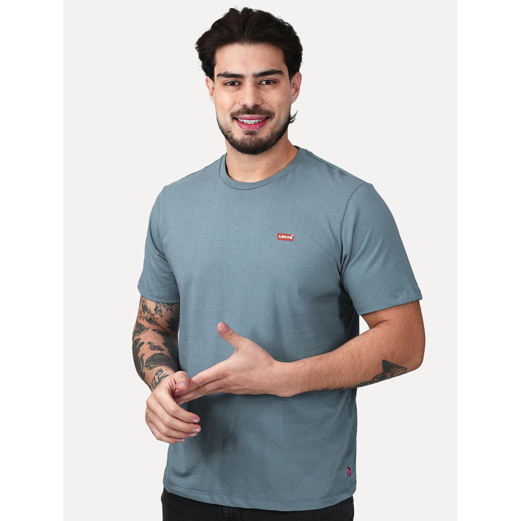 Camiseta Levis Masculina Standard Classic Printed Housemark Azul Médio