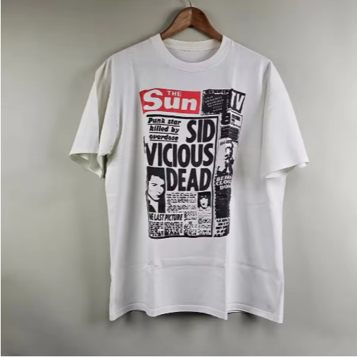 Camiseta Camisa Blusa Algodão Unissex Vintage Punk Rock of The Sex Pistols Sid Vicious Print Classic Cotton Printed