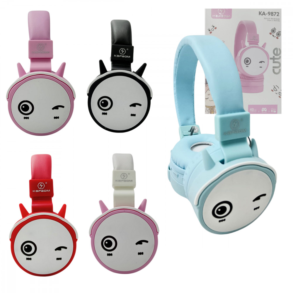 Fone De Ouvido Headphone INFANTIL Bluetooth CUTE Kapbom KA-9872 (***COR ROSA - ESGOTADO)
