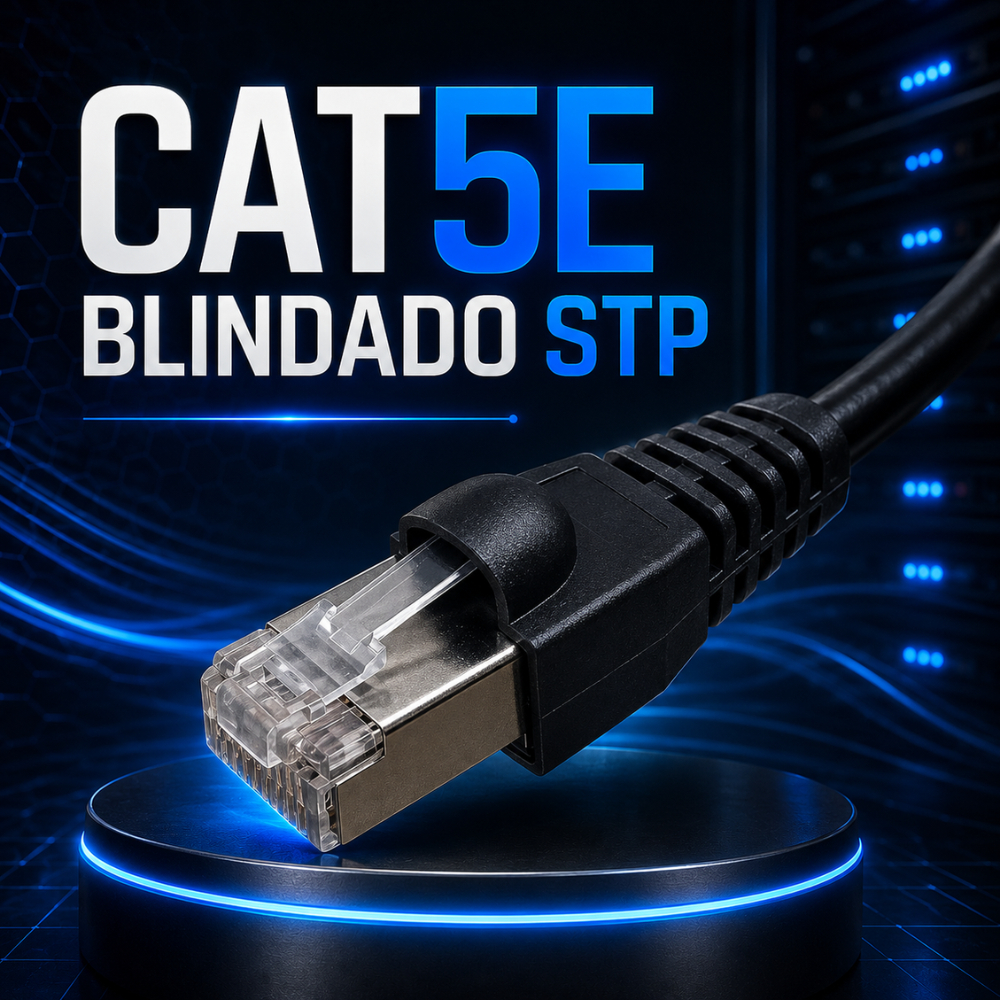 CABO DE REDE BLINDADO STP CAT5E PRETO 5M 10M 15M 20M 25M 30M
