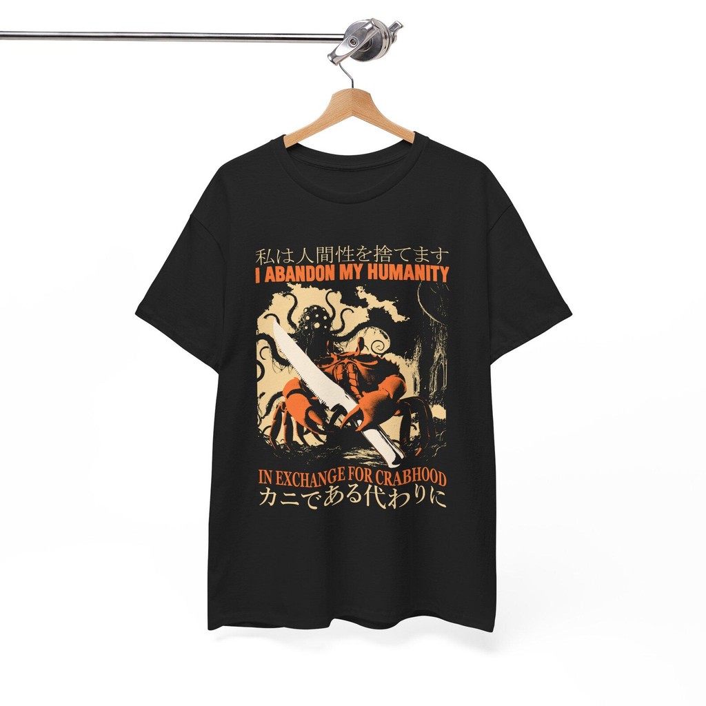 Camiseta Unissex I Abandon My Humanity Crab Vintage Japanese