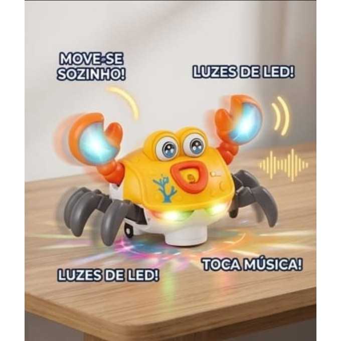 🦀 Caranguejo Interativo Musical com Luzes – Cartoon Crab que Anda e Dança