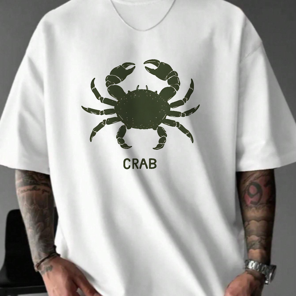 Camiseta Masculina Estampa Crab Streetwear 2025 Novo