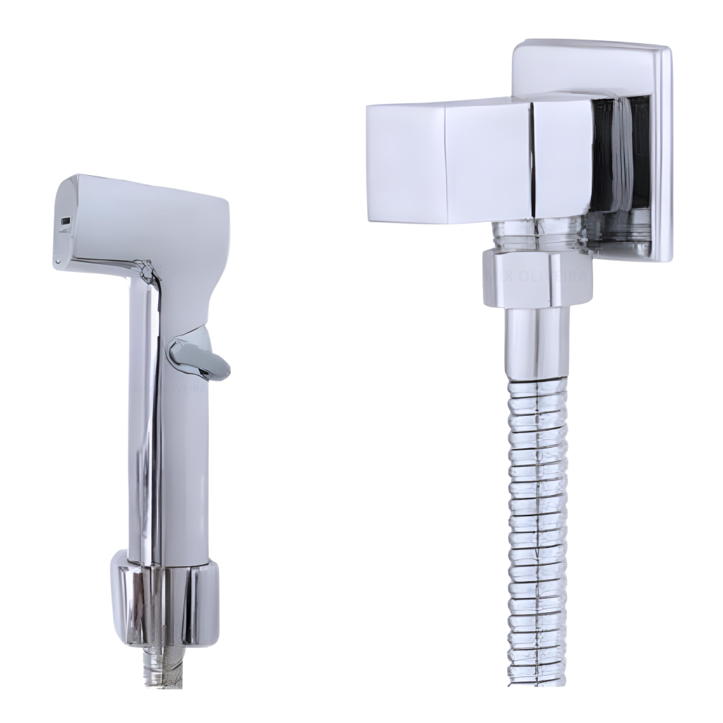 Ducha Higiênica Metal Cromada Quadri Premium Para Banheiro Lavatório Gatilho ABS