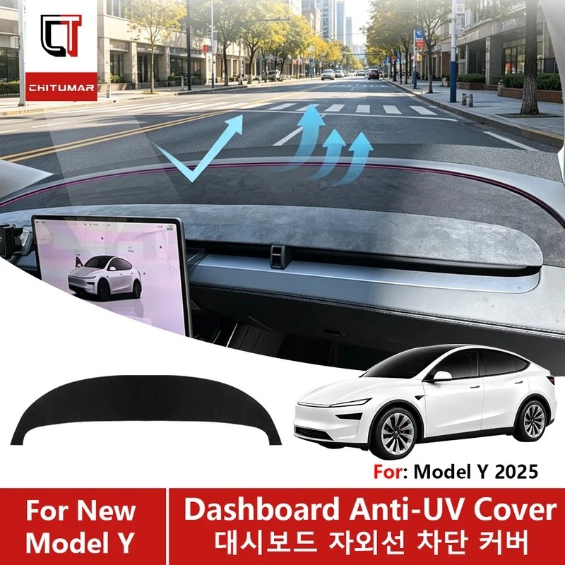 Para Tesla Model Y Juniper 2025 2026 : Capa De Painel De Camurça Macia , Anti-UV , Proteção Solar E Antiderrapante-Acess