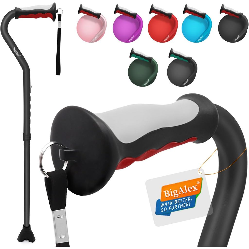 BigAlex Lightweight Walking Cane, Soft Offset Handle for Seniors, Adjustable Collapsible Portable Stick for Women & Men,