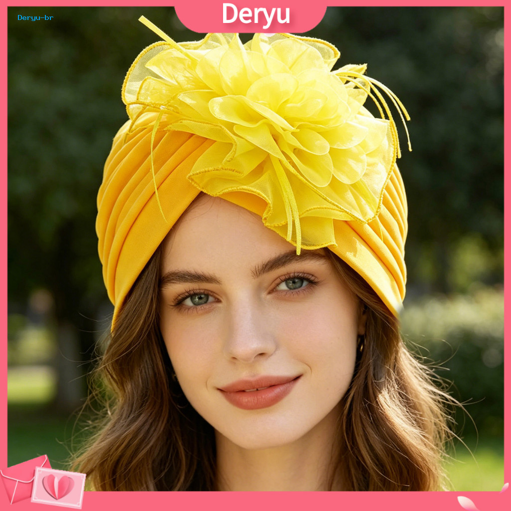 Colorful Turban Headwear Hat Women’s Summer Lightweight Breathable Mesh Headscarf Elastic Non-slip Headwrap with Flowe