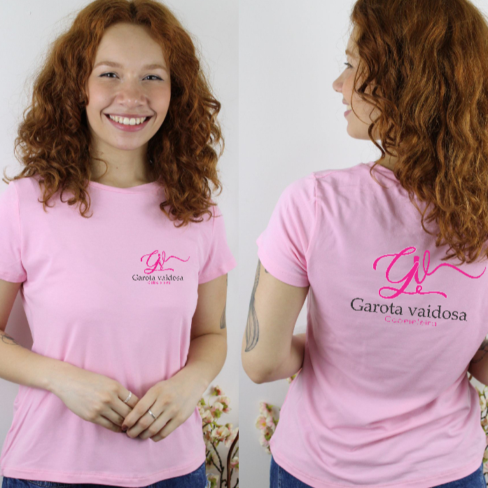 Camisa personalizada Rosa bebê com sua Logomarca ,  Logotipo , Uniforme , Nail designer , Cabelereira
