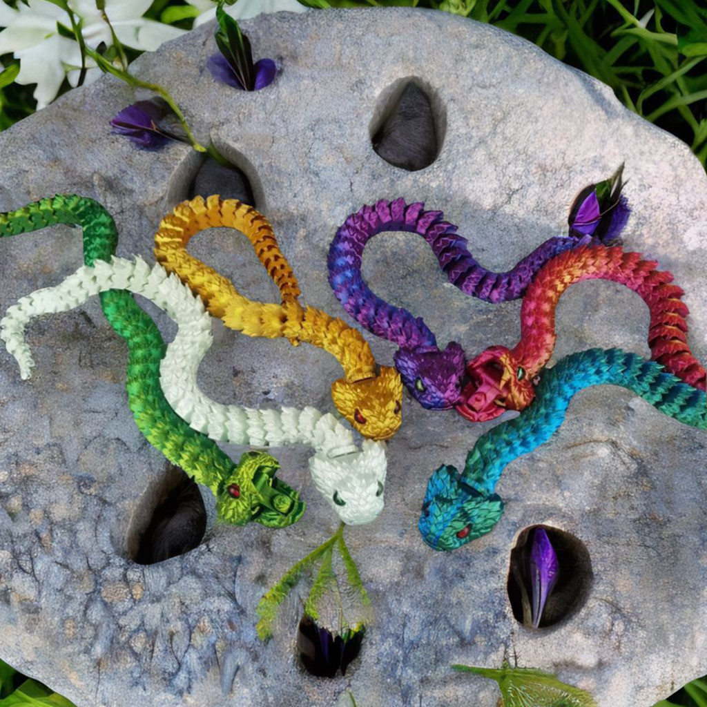 Articulated Snake Sculpture 3d Printed Toy Figure for Home Office Decor Movable Joints Animal Model Ornament