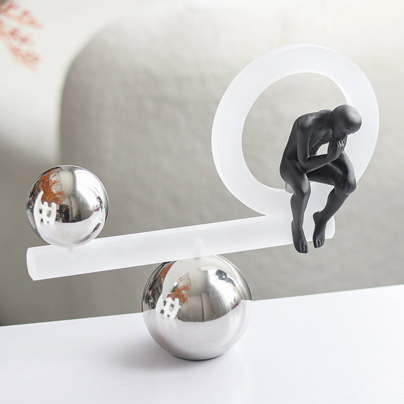 Luxury Crystal Abstract Art Figure Sculpture Thinker Balance Ornament High-End Living Room Study Decoration