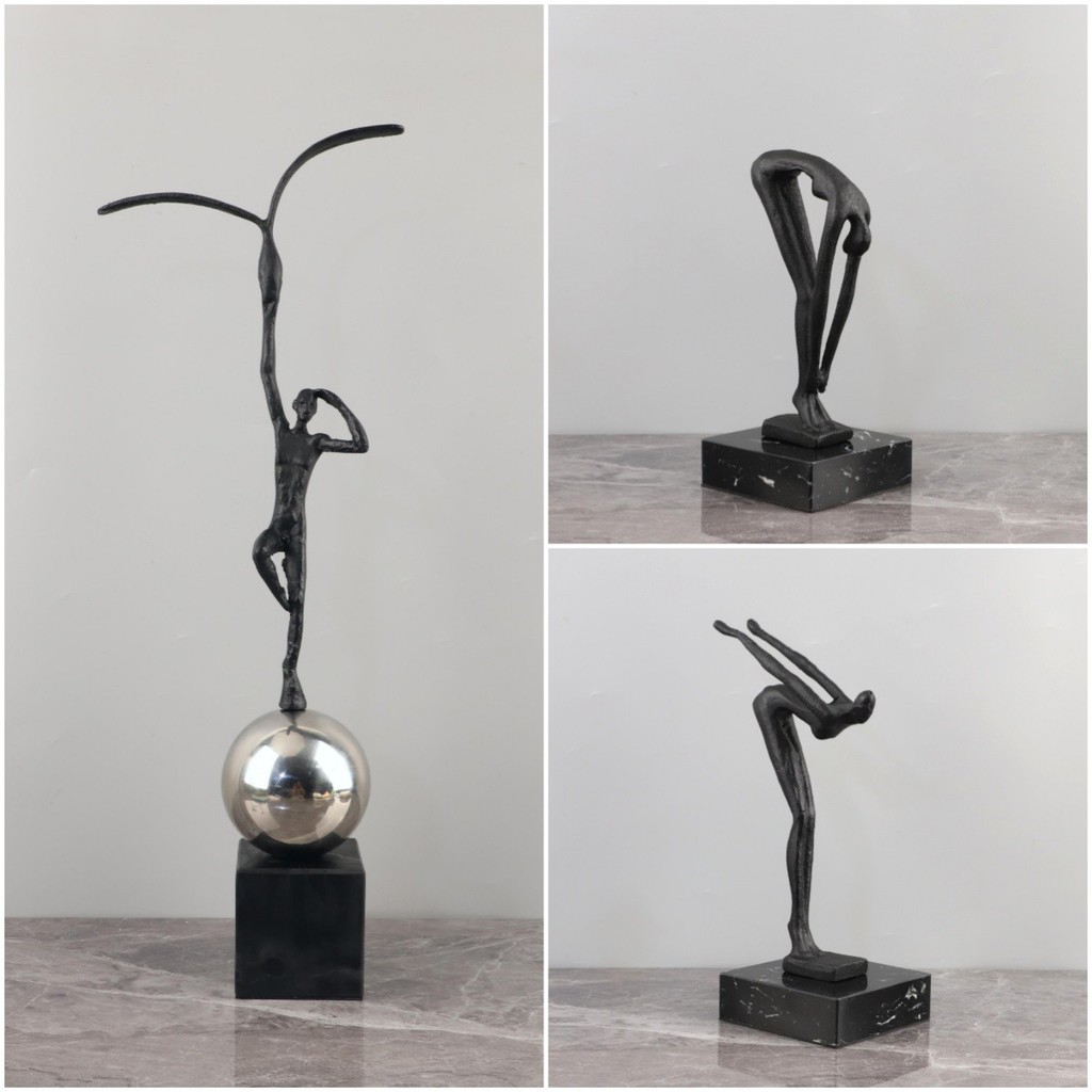 YMFH Nordic Creative Abstract Geometric Cast Iron Figure Sculpture Ornament for Living Room, Entryway, Study, TV Cabinet
