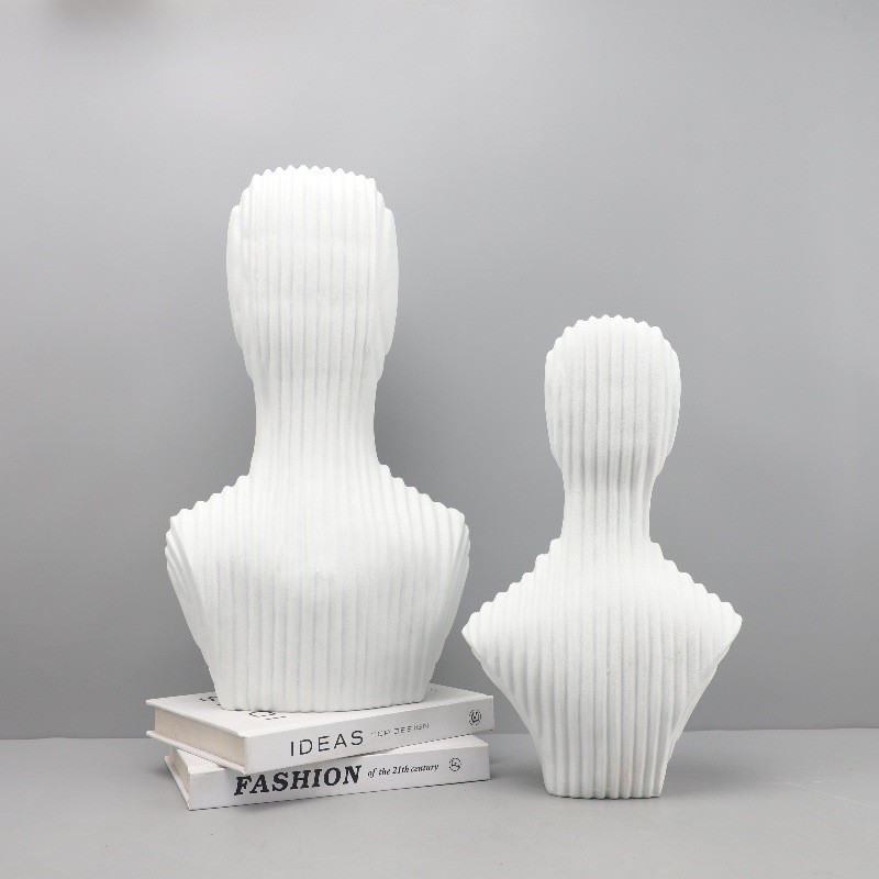 6W5F European-style light luxury geometric white abstract figure sculpture decoration for entrance, hotel, living room,