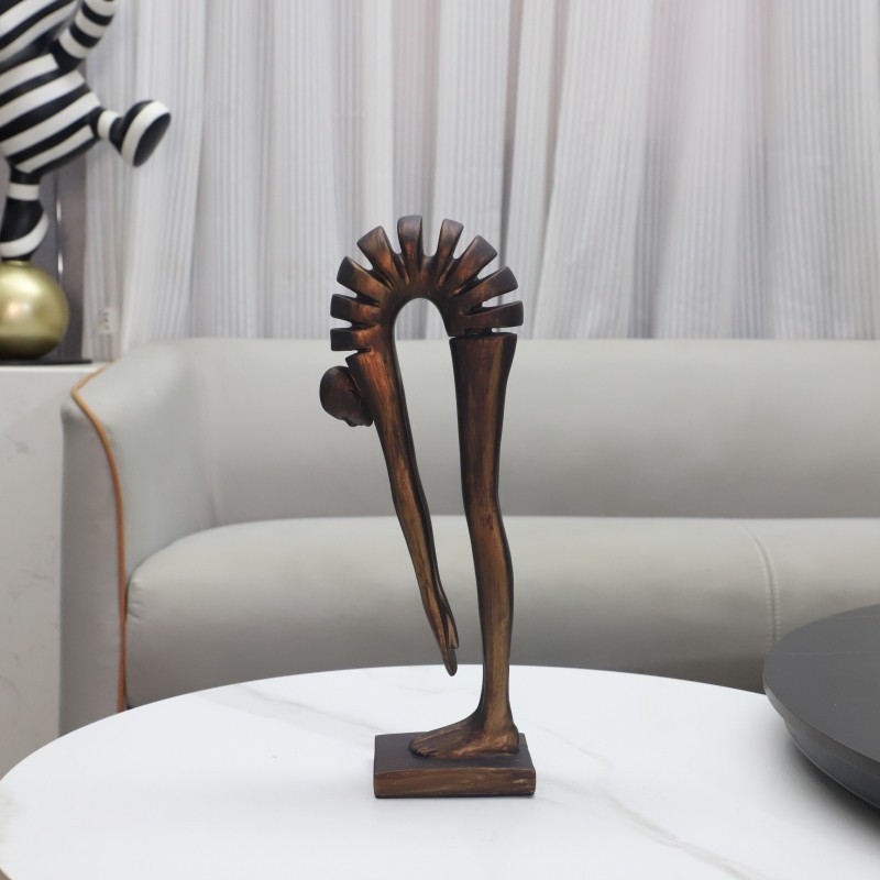 DIGA Modern minimalist abstract resin sculpture of a figure in a bent-over pose, suitable as a decorative piece for livi