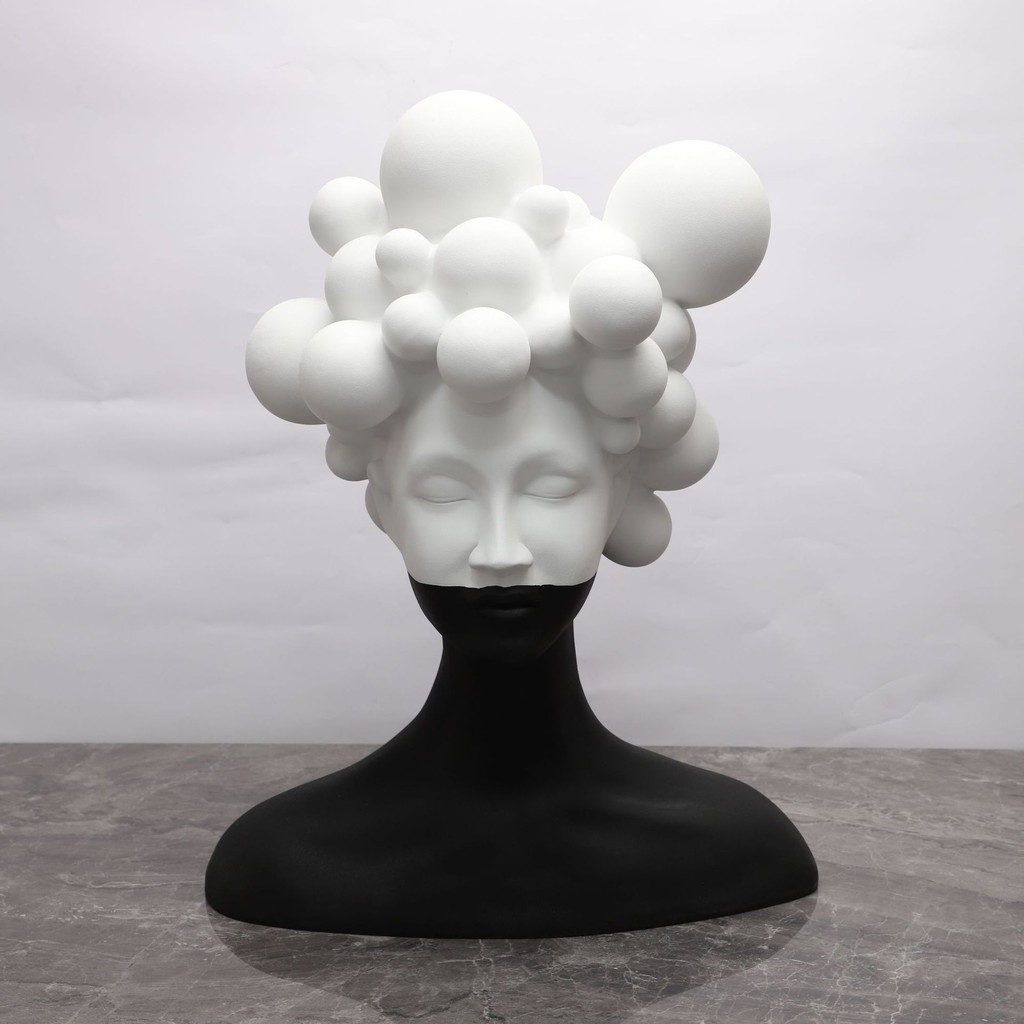 CIBS Modern minimalist art sculpture, resin figurine, model room decor, creative black and white female figure, soft dec